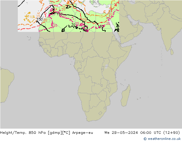 Height/Temp. 850 hPa Arpege-eu Qua 29.05.2024 06 UTC