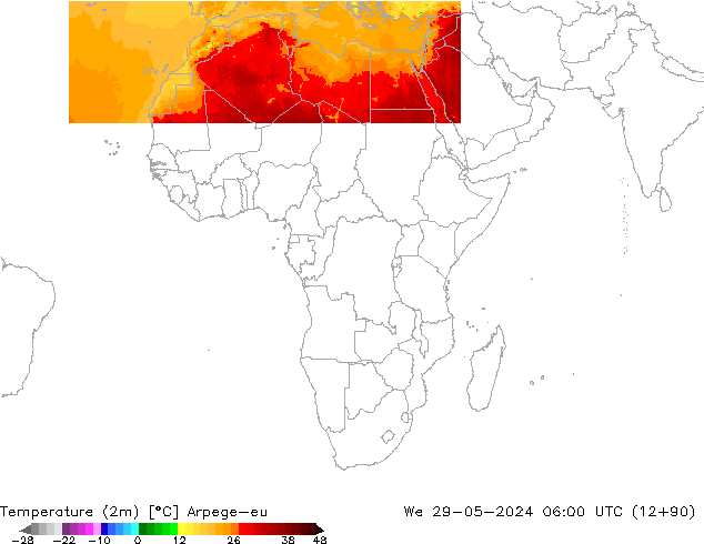 Temperature (2m) Arpege-eu We 29.05.2024 06 UTC