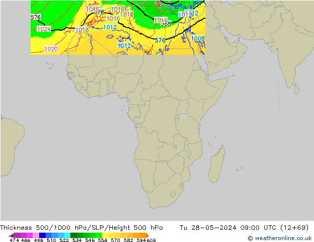 Thck 500-1000гПа Arpege-eu вт 28.05.2024 09 UTC