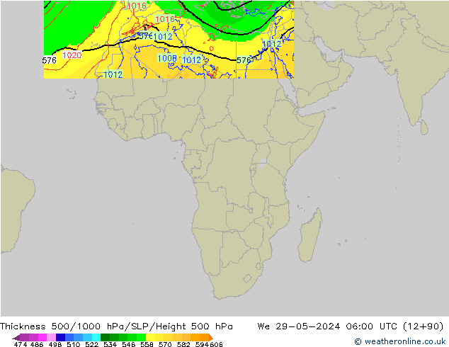 Thck 500-1000гПа Arpege-eu ср 29.05.2024 06 UTC