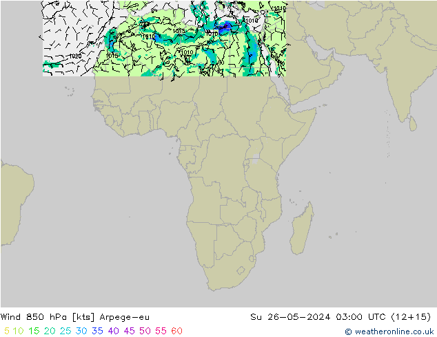 Wind 850 hPa Arpege-eu Su 26.05.2024 03 UTC