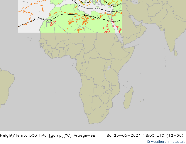 Height/Temp. 500 hPa Arpege-eu Sa 25.05.2024 18 UTC