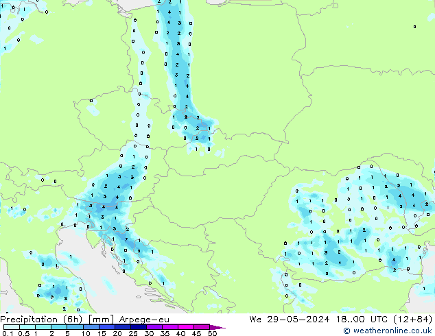 Yağış (6h) Arpege-eu Çar 29.05.2024 00 UTC
