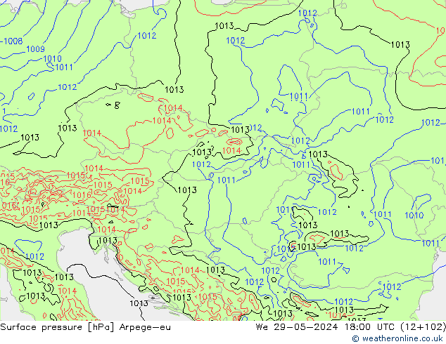 Luchtdruk (Grond) Arpege-eu wo 29.05.2024 18 UTC