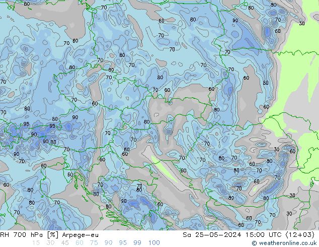 RH 700 hPa Arpege-eu Sa 25.05.2024 15 UTC