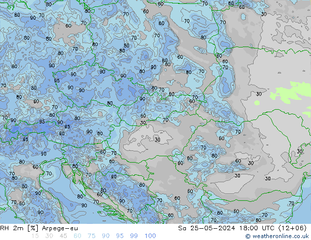 RH 2m Arpege-eu  25.05.2024 18 UTC