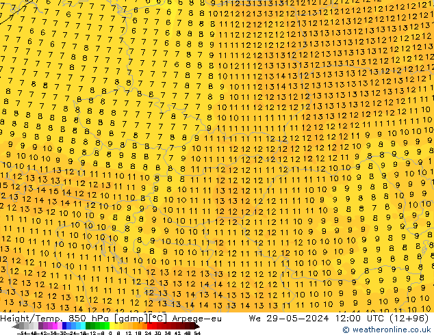 Height/Temp. 850 hPa Arpege-eu Qua 29.05.2024 12 UTC