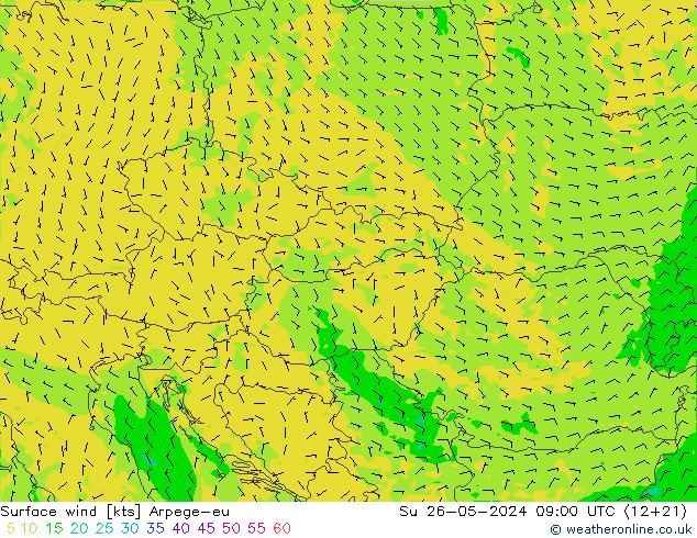 Surface wind Arpege-eu Su 26.05.2024 09 UTC