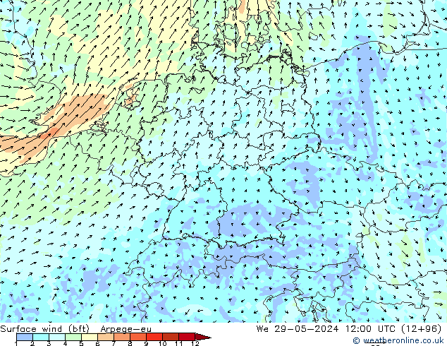  10 m (bft) Arpege-eu  29.05.2024 12 UTC