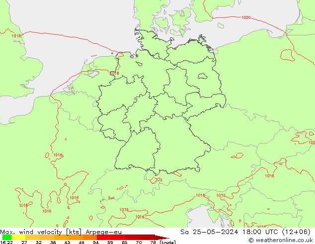 Windböen Arpege-eu Sa 25.05.2024 18 UTC