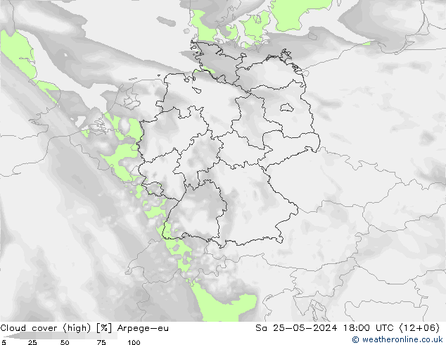 Wolken (hohe) Arpege-eu Sa 25.05.2024 18 UTC