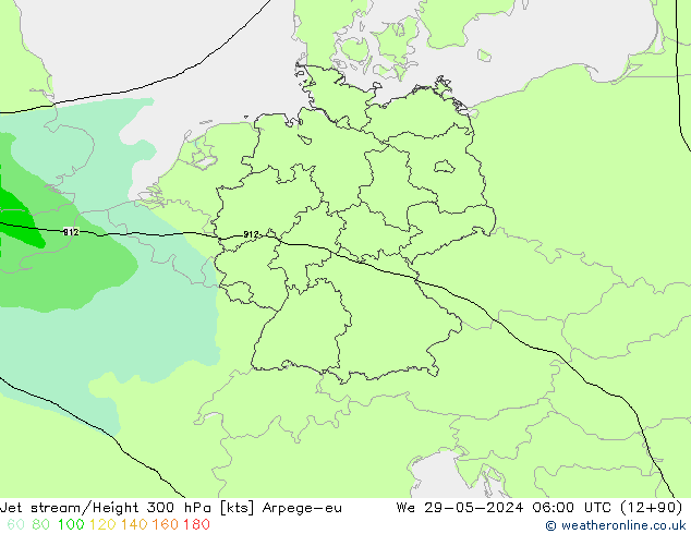 Jet stream/Height 300 hPa Arpege-eu We 29.05.2024 06 UTC