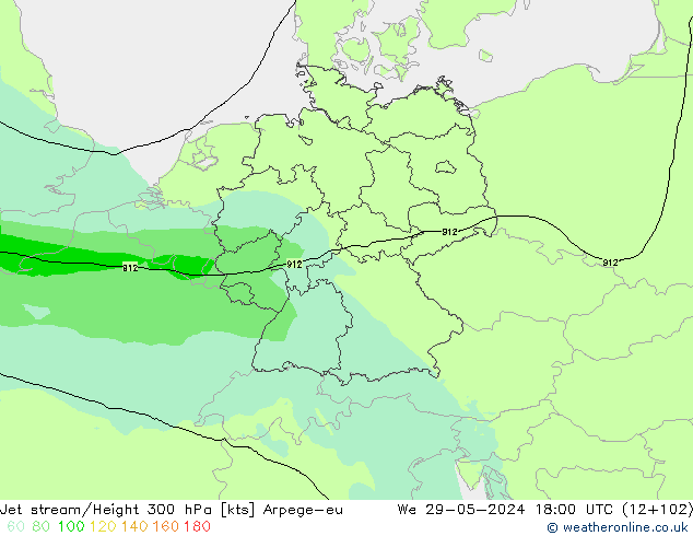 Courant-jet Arpege-eu mer 29.05.2024 18 UTC
