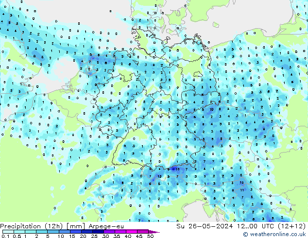 降水量 (12h) Arpege-eu 星期日 26.05.2024 00 UTC