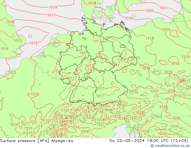 Surface pressure Arpege-eu Sa 25.05.2024 18 UTC