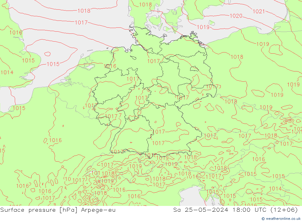 Bodendruck Arpege-eu Sa 25.05.2024 18 UTC