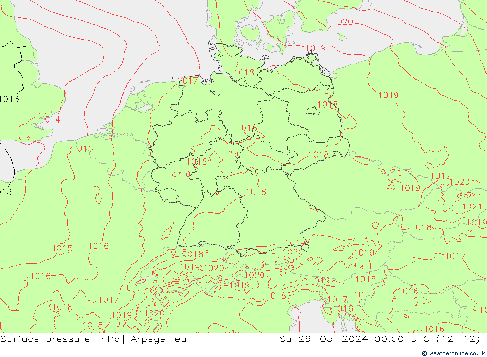 Surface pressure Arpege-eu Su 26.05.2024 00 UTC