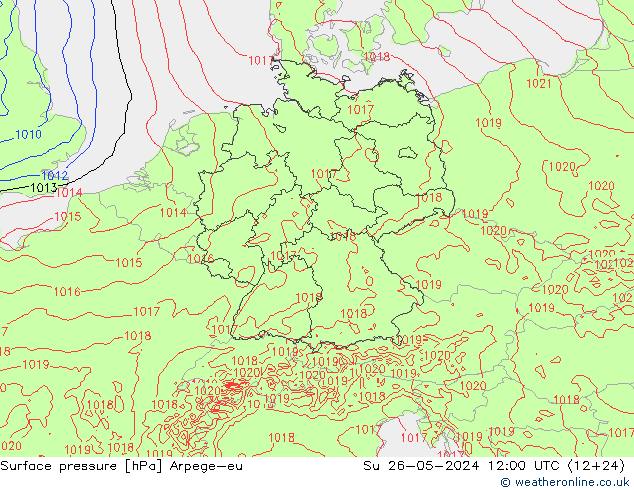 地面气压 Arpege-eu 星期日 26.05.2024 12 UTC