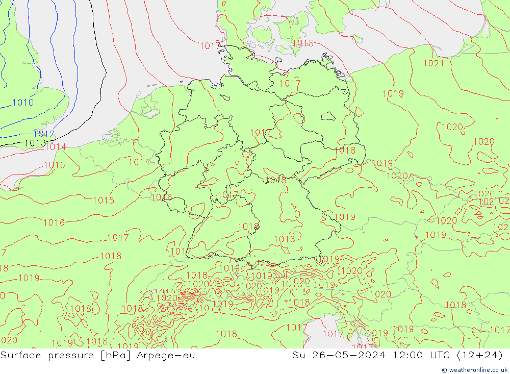 pressão do solo Arpege-eu Dom 26.05.2024 12 UTC