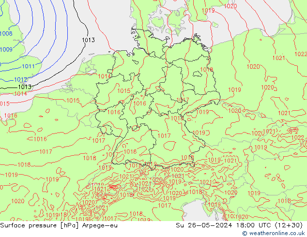 Surface pressure Arpege-eu Su 26.05.2024 18 UTC