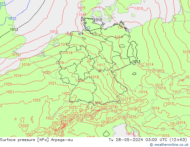 Presión superficial Arpege-eu mar 28.05.2024 03 UTC