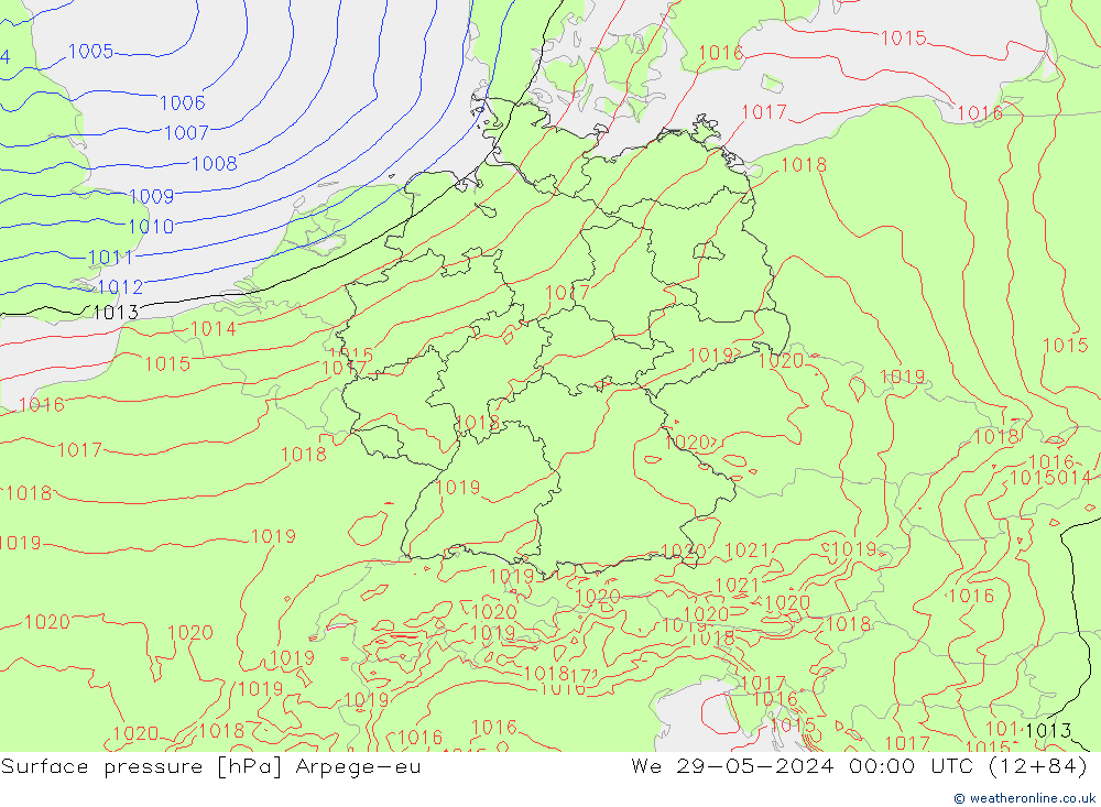 Surface pressure Arpege-eu We 29.05.2024 00 UTC