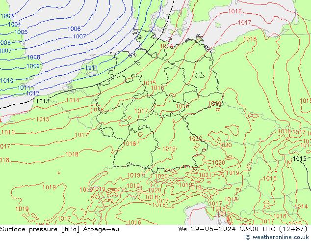 pressão do solo Arpege-eu Qua 29.05.2024 03 UTC