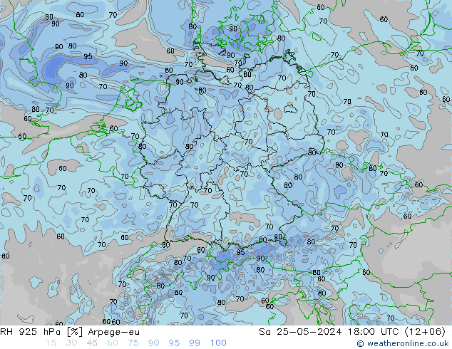 RH 925 hPa Arpege-eu Sa 25.05.2024 18 UTC