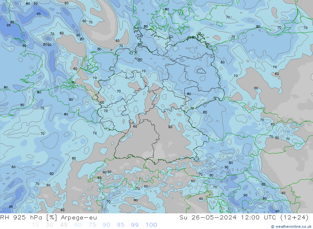 RH 925 гПа Arpege-eu Вс 26.05.2024 12 UTC