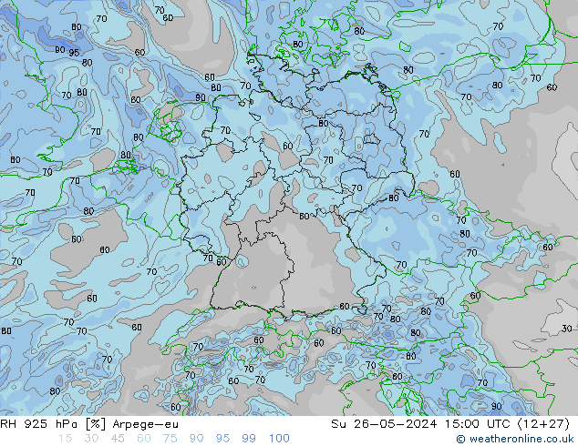 RH 925 hPa Arpege-eu nie. 26.05.2024 15 UTC