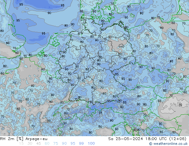 RH 2m Arpege-eu Sa 25.05.2024 18 UTC