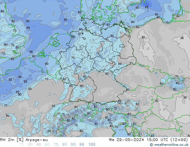 RH 2m Arpege-eu We 29.05.2024 15 UTC