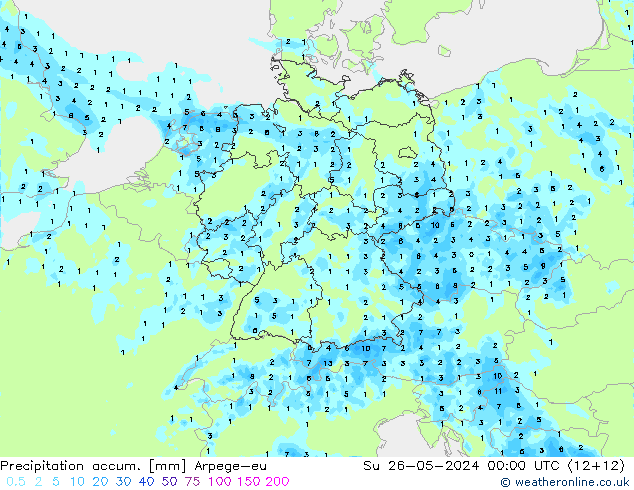 Precipitation accum. Arpege-eu Su 26.05.2024 00 UTC