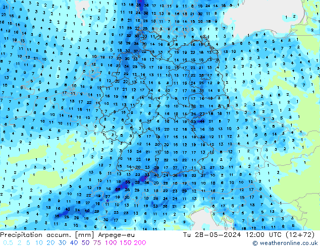 Nied. akkumuliert Arpege-eu Di 28.05.2024 12 UTC