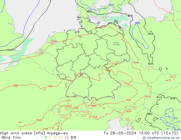 High wind areas Arpege-eu mar 28.05.2024 12 UTC