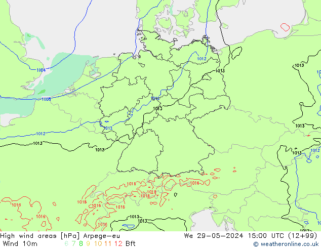 High wind areas Arpege-eu mer 29.05.2024 15 UTC