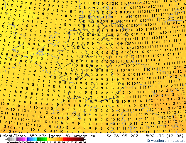 Height/Temp. 850 hPa Arpege-eu So 25.05.2024 18 UTC