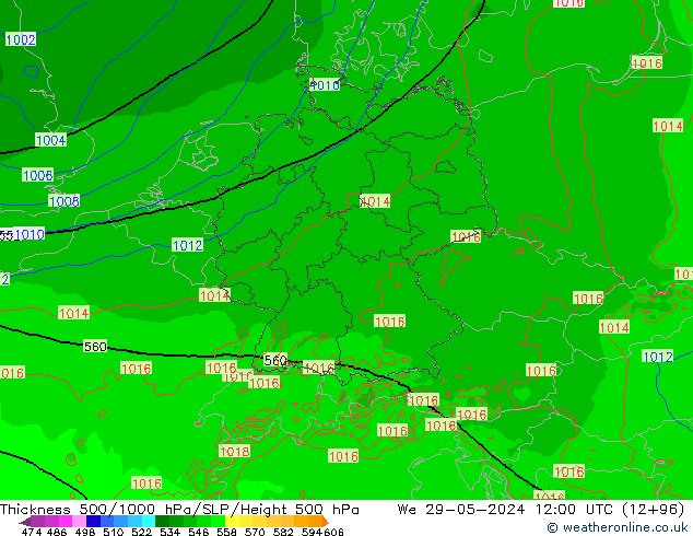 Thck 500-1000hPa Arpege-eu We 29.05.2024 12 UTC