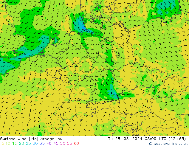 Wind 10 m Arpege-eu di 28.05.2024 03 UTC