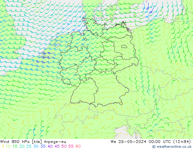 Rüzgar 850 hPa Arpege-eu Çar 29.05.2024 00 UTC