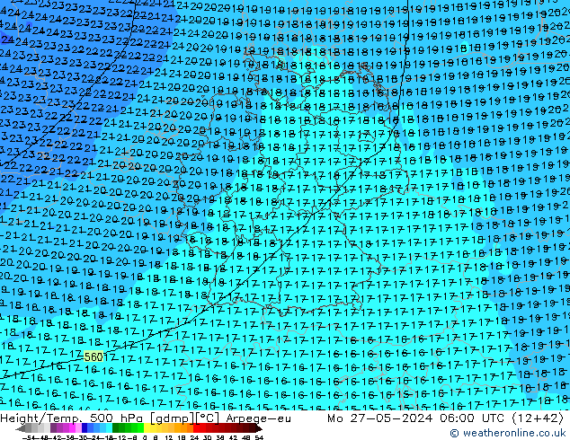 Géop./Temp. 500 hPa Arpege-eu lun 27.05.2024 06 UTC