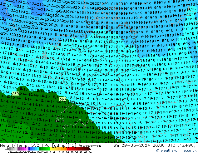 Géop./Temp. 500 hPa Arpege-eu mer 29.05.2024 06 UTC