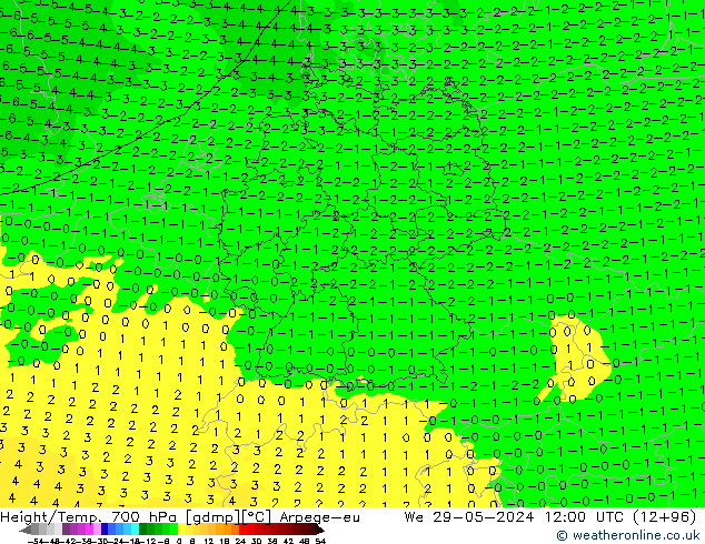 Height/Temp. 700 hPa Arpege-eu Qua 29.05.2024 12 UTC