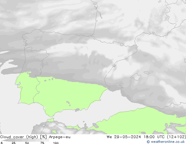 vysoký oblak Arpege-eu St 29.05.2024 18 UTC
