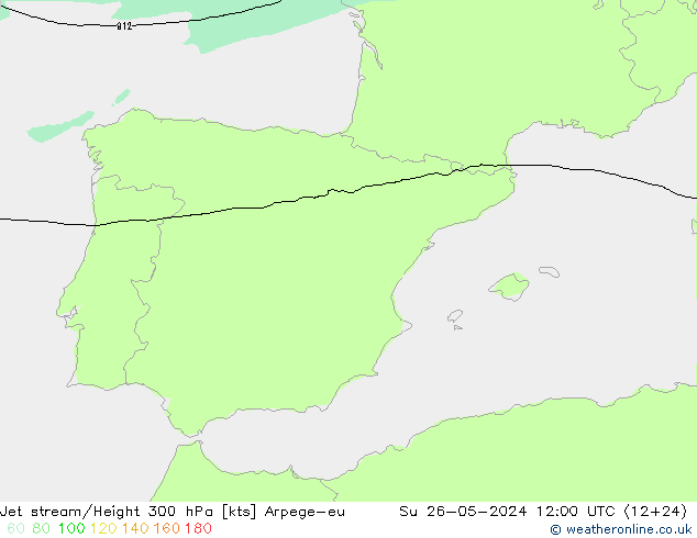 Jet stream/Height 300 hPa Arpege-eu Su 26.05.2024 12 UTC