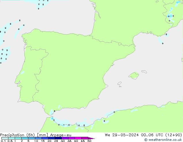 Precipitation (6h) Arpege-eu We 29.05.2024 06 UTC