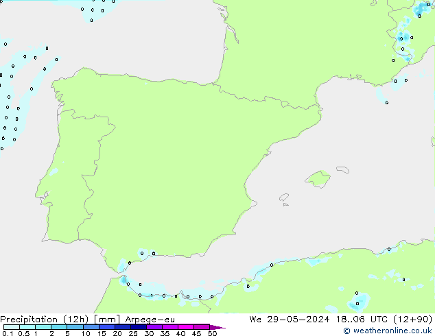 Precipitazione (12h) Arpege-eu mer 29.05.2024 06 UTC