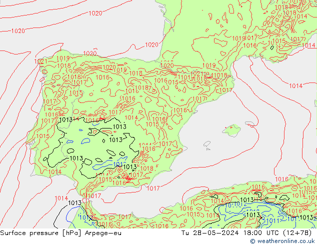 Surface pressure Arpege-eu Tu 28.05.2024 18 UTC