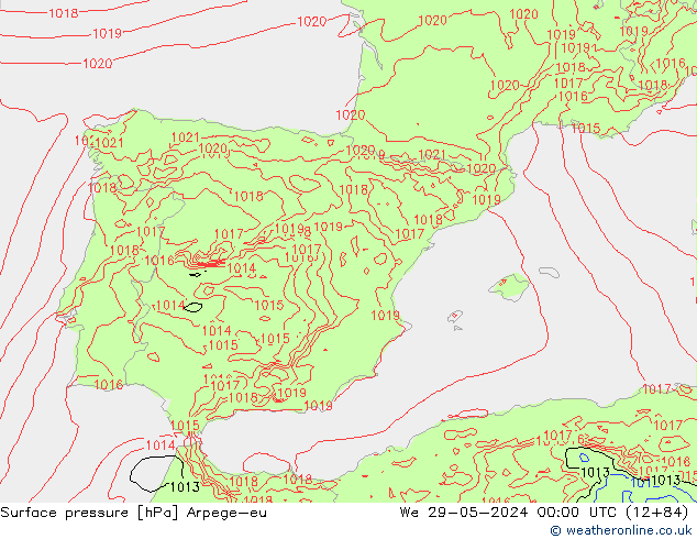 Pressione al suolo Arpege-eu mer 29.05.2024 00 UTC