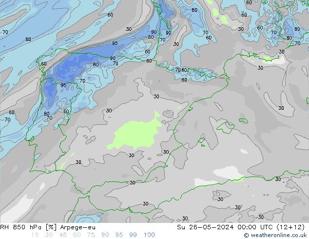 RH 850 hPa Arpege-eu Su 26.05.2024 00 UTC